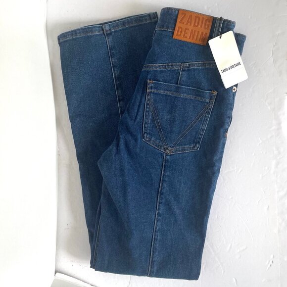 Zadig Voltaire High Waist Eyes Button Fly Jeans Straight Sz 27 Women's Blue - Picture 4 of 9